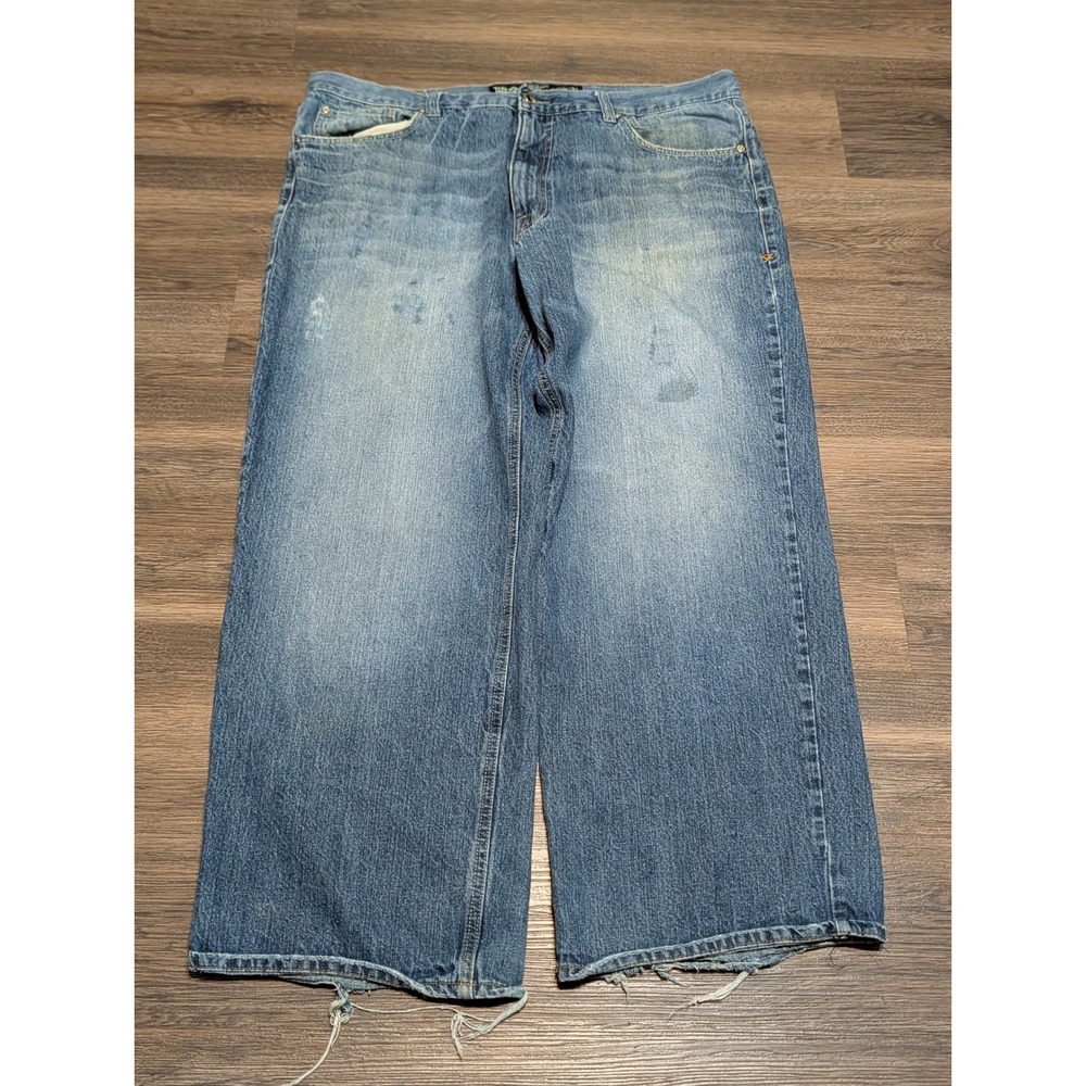 Ecko Unltd Mens Baggy Wide Leg Jeans Blue Medium Wash Y2K Skater 40x30